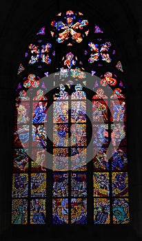 Stained glass window in the church