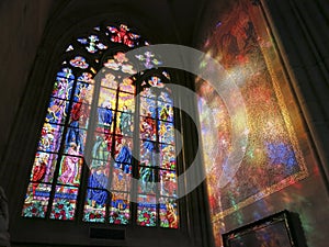 Stained glass window in a church