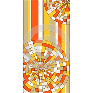 Stained glass window with colorful circles