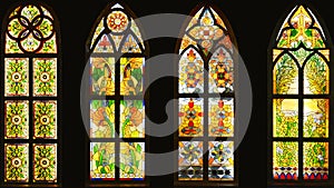 Stained glass window,colorful glass window,