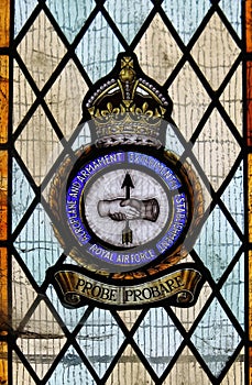 Stained glass window commemorating British Aeroplane and Armaments Experimental Establishment of WW2