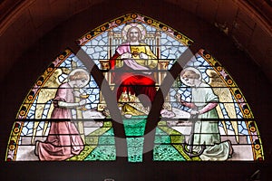 Stained glass window depicting Christ