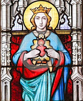 Stained Glass - Mother Mary and the Sacred Heart