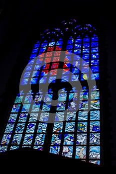 Stained glass window in Grote Kerk, Haarlem, Netherlands