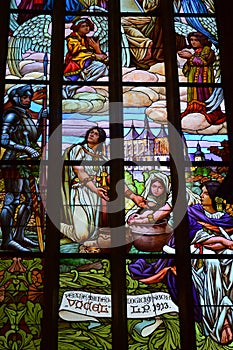 Stained Glass Window - Interior Of St Barbara`s Church, Kutna Hora, Czech Republic photo