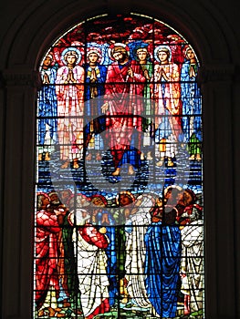 Stained glass window Jesus Christ and his Disciple