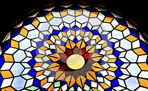 Stained glass window in the Mezquita cathedral photo