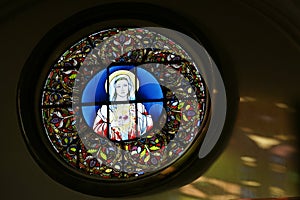 Stained Glass Window of Mother Mary