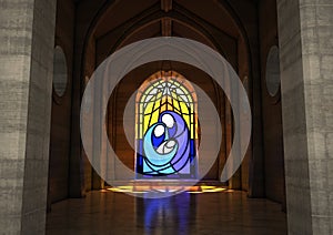 Stained Glass Window Nativity Scene