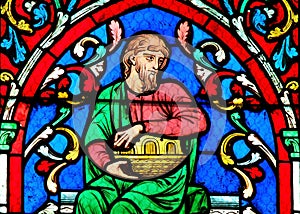 Stained glass window - Noah and his Ark