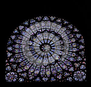 Stained Glass Window Of Notre Dame, Paris