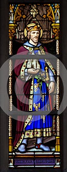 Stained glass window of Saint Leopold III photo