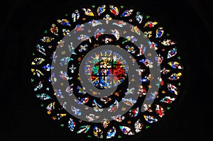 Stained glass window in Santa Maria del Mar church.