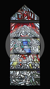 Stained glass window by Sieger Koder in church of Saint John in Piflas, Germany