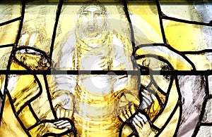 Stained glass window by Sieger Koder in church of Saint John in Piflas, Germany
