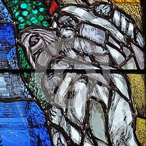 Stained glass window by Sieger Koder in church of Saint John in Piflas, Germany