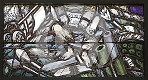 Stained glass window by Sieger Koder in St. John church in Piflas, Germany