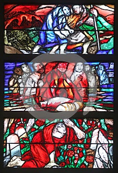 Stained glass window by Sieger Koder in St. John church in Piflas, Germany