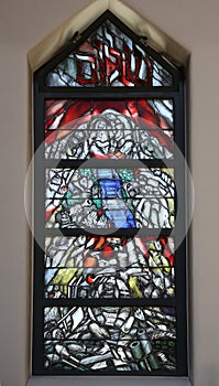 Stained glass window by Sieger Koder in St. John church in Piflas, Germany