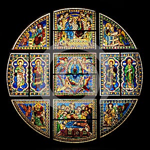 Stained-glass window in Siena Cathedral (duomo)