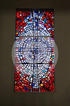 Stained glass window in Skalholt Cathedral in Iceland