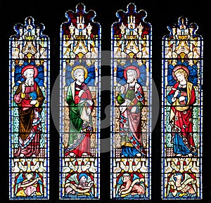 Stained glass window of st marys church.