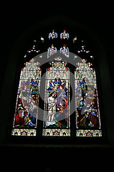 Stained glass window of St Marys and St Peters Church Kelsale