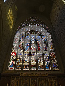 Stained glass window in St Nicholas Cathedral, Newcastle upon Tyne, UK