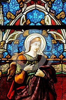 Stained glass window of Vigny church