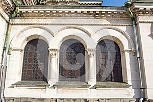 Stained glass windows of the Cathedral of St. Alexander Nevsky Cathedral in Sofia, Bulgaria