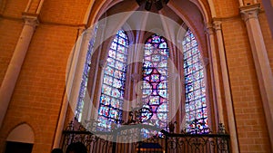 Stained glass windows of the Catholic Cathedral Notre-Dame de Chartres in Eure-et-Loir France