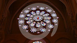 Stained glass windows of the Catholic Cathedral Notre-Dame de Chartres in Eure-et-Loir France