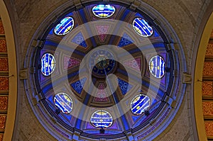 Stained-glass windows in dome of Hoorn church photo