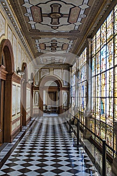 Stained glass windows inside the Castle of Chapultepec in Mexico City - Mexico