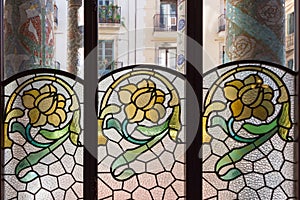 Stained glass windows in the Palau de la musica, Barcelona
