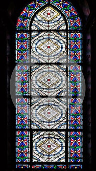 Stained glass windows in the Saint Germain des Pres Church, Paris photo