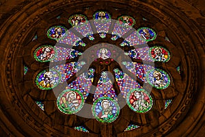 Stained Glass Windows at Saint Mary Major Cathedral in Lisbon, Portugal