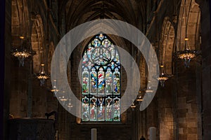 Stained Glass Windows in St Giles` Cathedral, Edinburgh