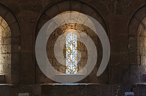 Stained glass windows in the Thonoret abbey in the Var in France