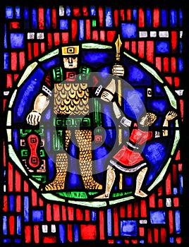 Stained Glass in Worms - David and Goliath