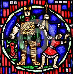 Stained Glass in Worms - David and Goliath