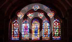 Stained glasses in Fontfroide abbey