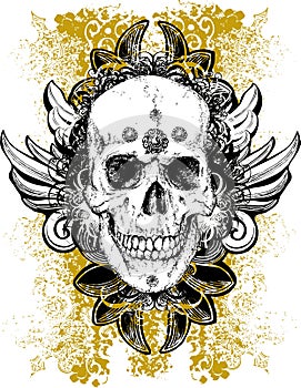 Stained grunge skull illustration