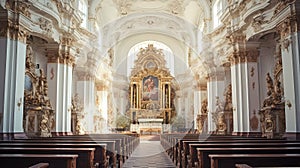 stained interior church building