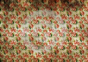 Stained vintage floral wallpaper