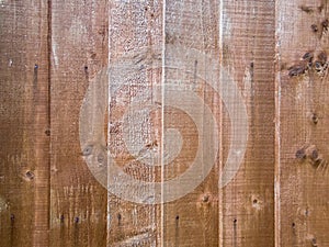 A stained wooden fence panels