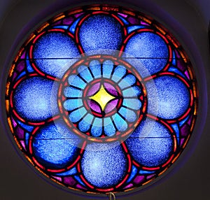 Stainglass window blue photo