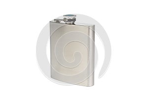 Stainles steel flask isolated on white photo