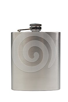 Stainles steel flask isolated on white background photo