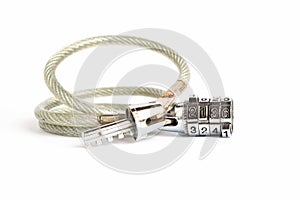 Stainless Cable Sling Security Lock with Password Code on iSolated White Background